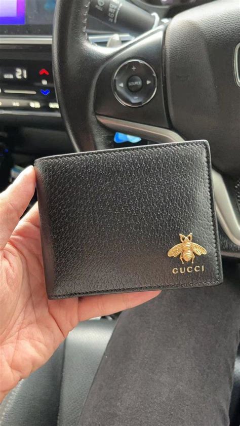 gucci black bee bifold wallet|Gucci wallet bifold men authentic.